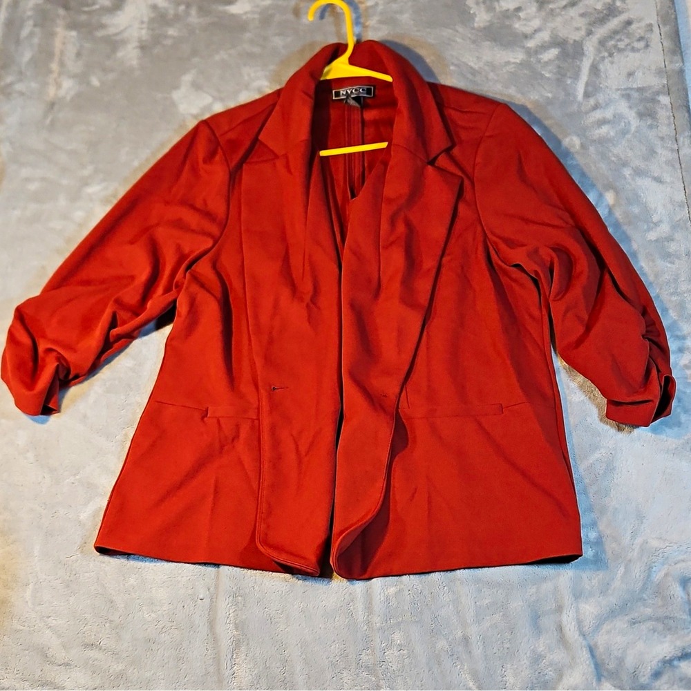 NYCC New York Clothing Co Rust Stretch Blazer Jacket 1X Button Pockets